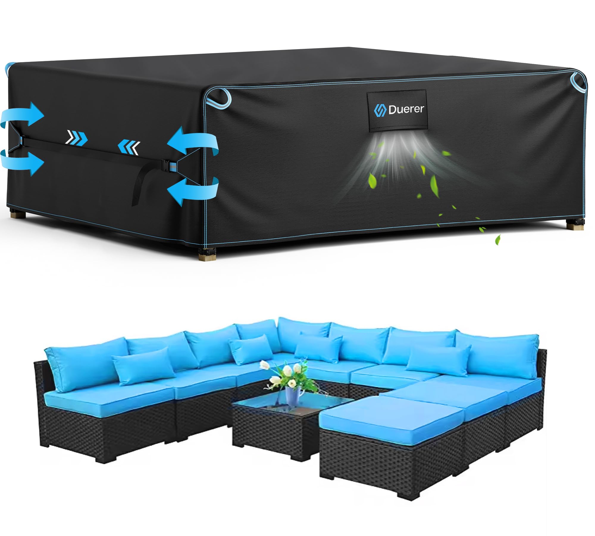 Duerer Patio Furniture Covers Waterproof 420D Outdoor Furniture Covers 126'L X 126'W X 32'H, For Patio Furniture Sets, Sofa,