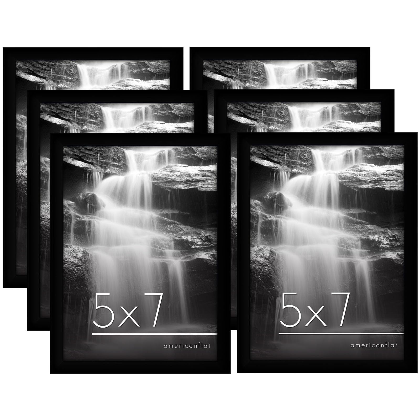 Americanflat 5x7 Picture Frame with Shatter-Resistant Glass - Set of 6 - Galleria Collection - Gallery Wall Frame Set for Tablet