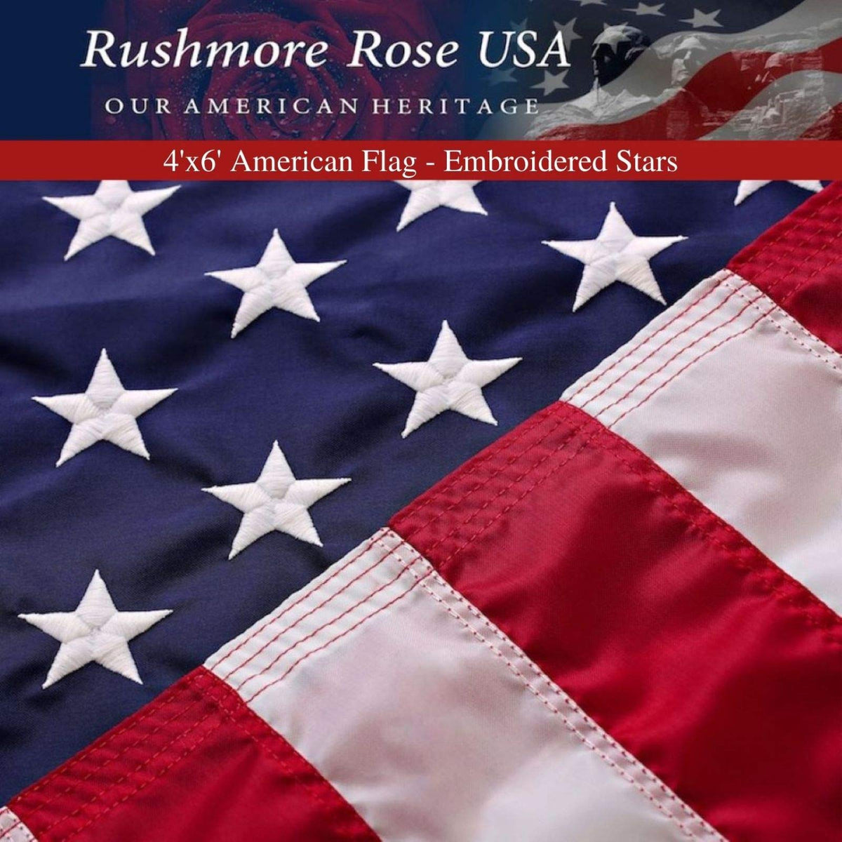 American Flag For Outside 4X6 Made In Usa - Usa Flag, Outdoor Heavy Duty American Us Flag With Embroidered Stars And Sewn Stripe