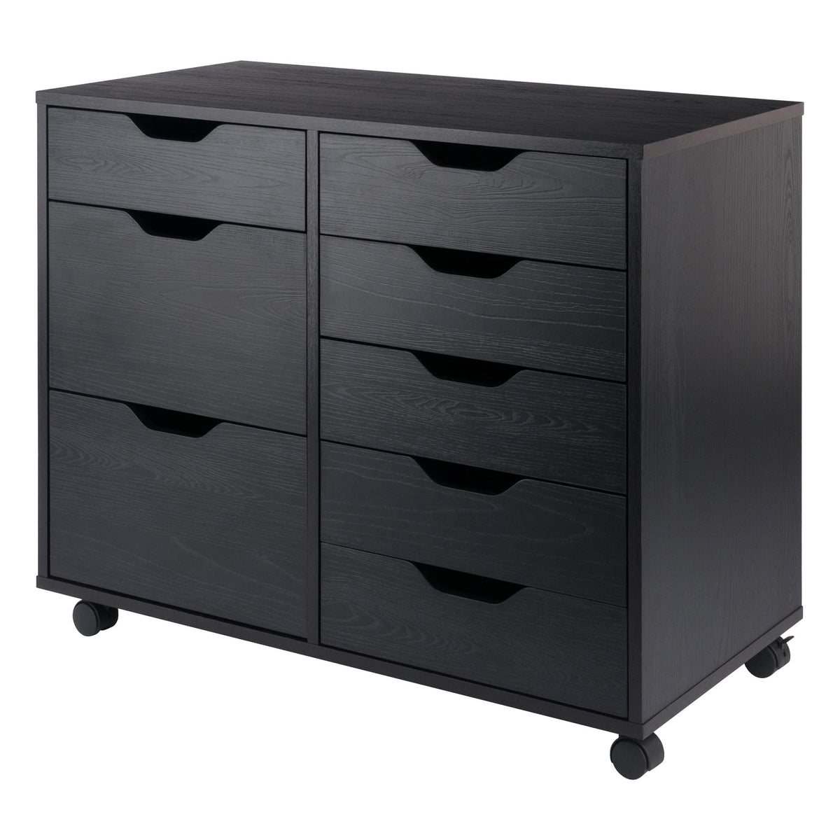 Winsome Halifax Storage Mobile Cabinets, 2 Doors, 6 Drawers, for Home Office, Black