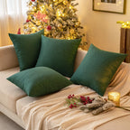 Miulee Pack Of 2 Decorative Outdoor Solid Waterproof Throw Pillow Covers Polyester Linen Garden Farmhouse Cushion Cases For Patio Tent Balcony Couch Sofa 20X20 Inch Emerald Green