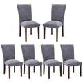 COLAMY Upholstered Parsons Dining Chairs Set of 6, Fabric Dining Room Kitchen Side Chair with Nailhead Trim and Wood Legs - Dark