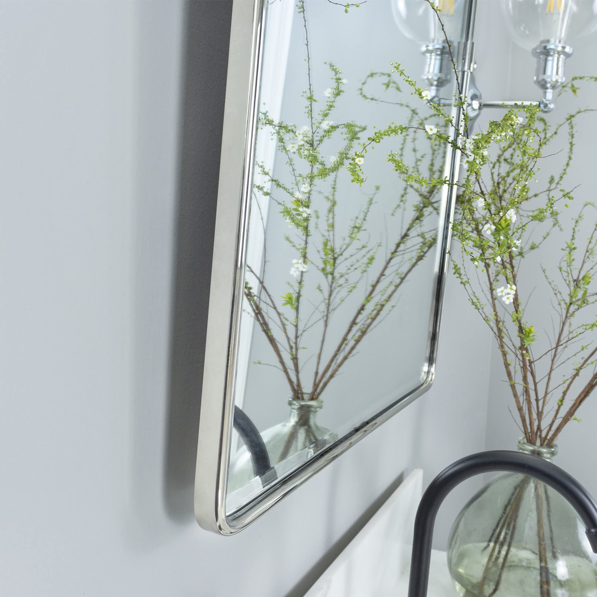 Tehome 40X30'' Chrome Pivot Mirror Horizontal 30X40'' Metal Framed Rectangle Tilting Beveled Vanity Mirrors For Wall