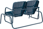 Crosley Furniture Ridgeland Retro Metal Outdoor Loveseat Glider, 2-Person Rocking Patio Bench for Porch, Navy Gloss