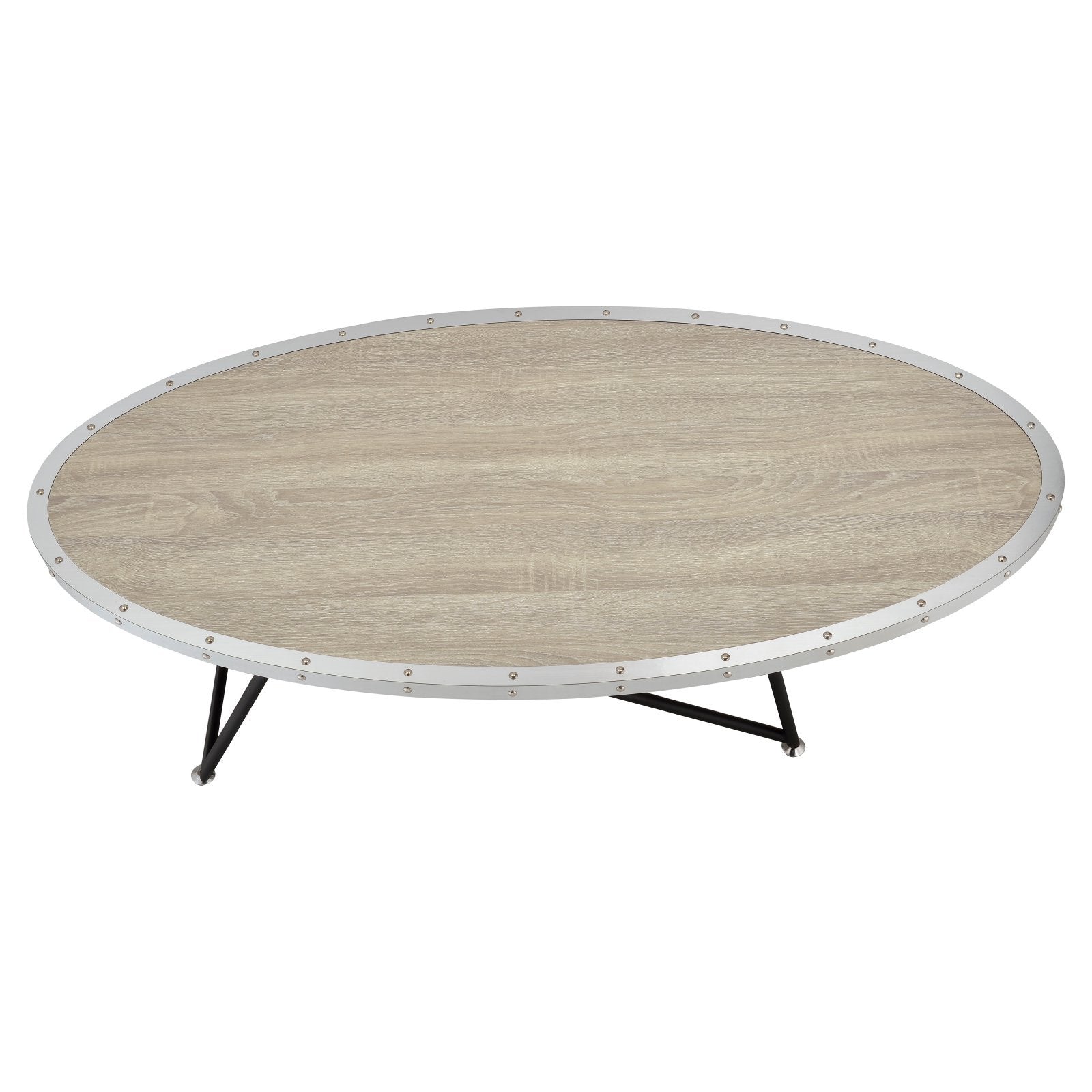 Acme Allis Round Coffee Table In Weathered Gray Oak