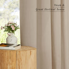 Nicetown Thick Taupe Linen Curtains 90 Inch Length 2 Panels Set, Grommet Semi Sheer Window Treatments Privacy Added With Light Filtering Drapes For Bedroom/Living Room, W55 X L90, 2 Panels