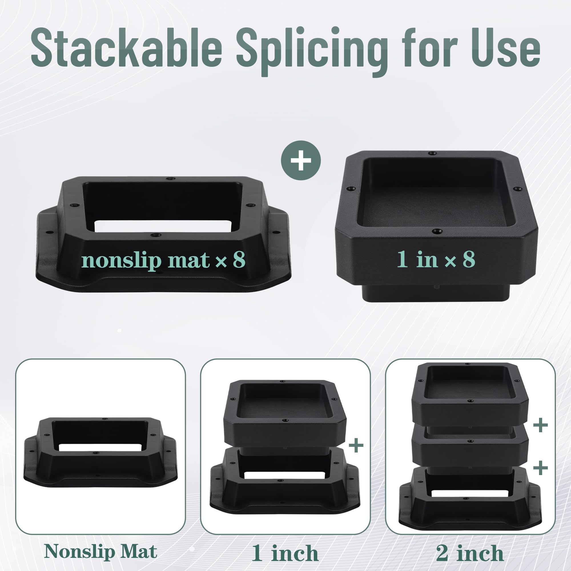 Btsd-Home Adjustable Bed Risers 1 Or 2 Inch Heavy Duty 8 Pack Furniture Risers Dorm Bed Risers Table Desks Legs Extenders Blocks