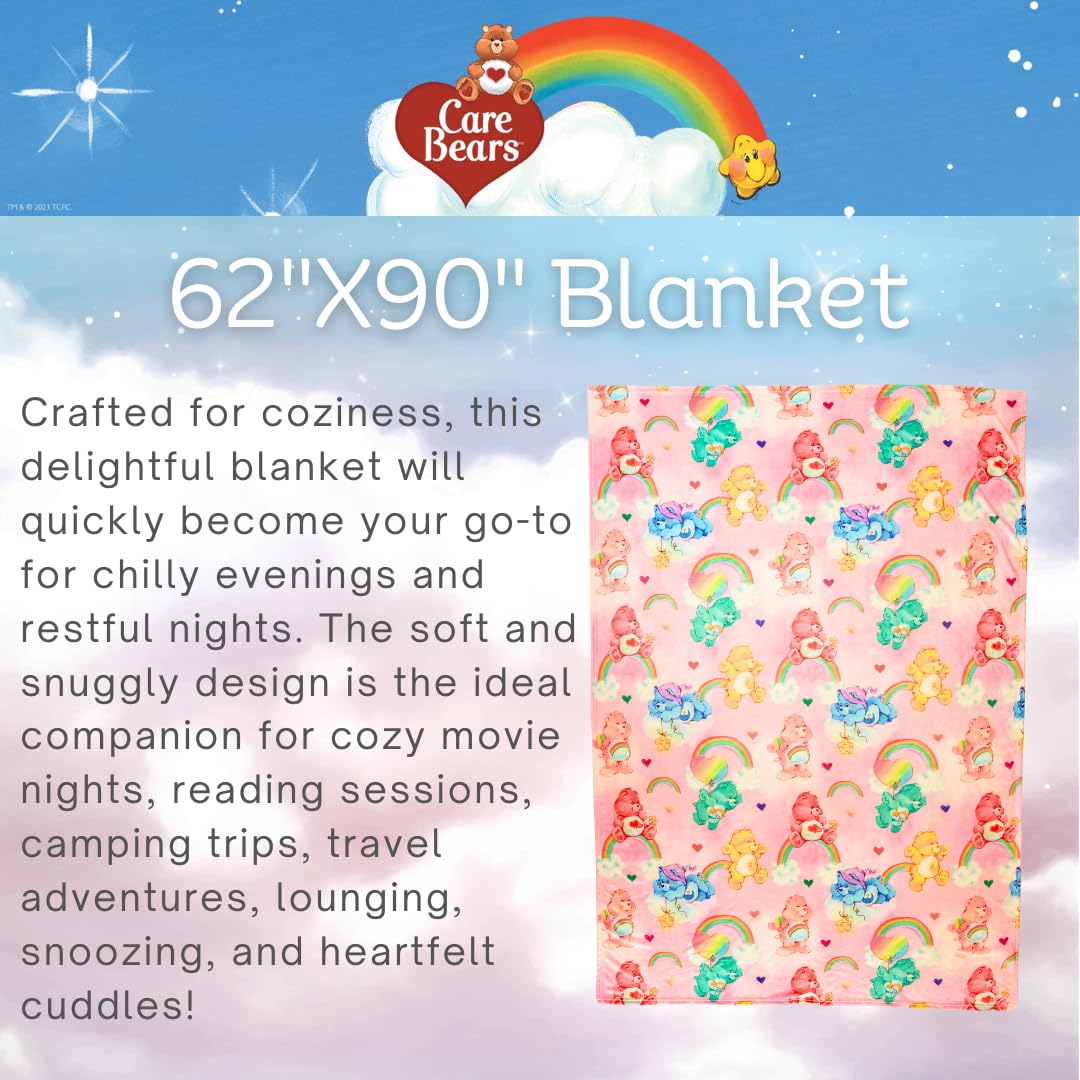 Franco Collectibles Care Bears Bedding Super Soft Plush Blanket, 62 In X 90 In, (Officially Licensed Product)