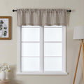 Lecloud Bessie Stone Valances for Windows 14 Inch Length 2 Pcs, Faux Linen Textured Cafe Kitchen Curtains, Rod Pocket Short Curt