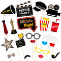 BESTOYARD Movie Night Party Photo Booth Props Kit - Movie Star Movie Night Party Supplies Decorations,Pack of 21