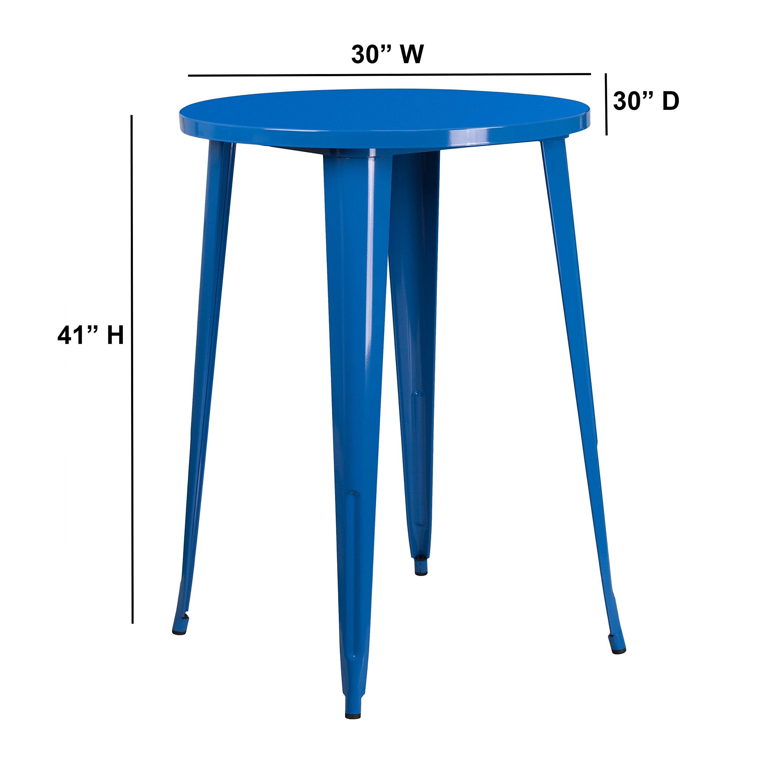 Flash Furniture Philip Commercial Grade 30&quot; Round Blue Metal Indoor-Outdoor Bar Height Table