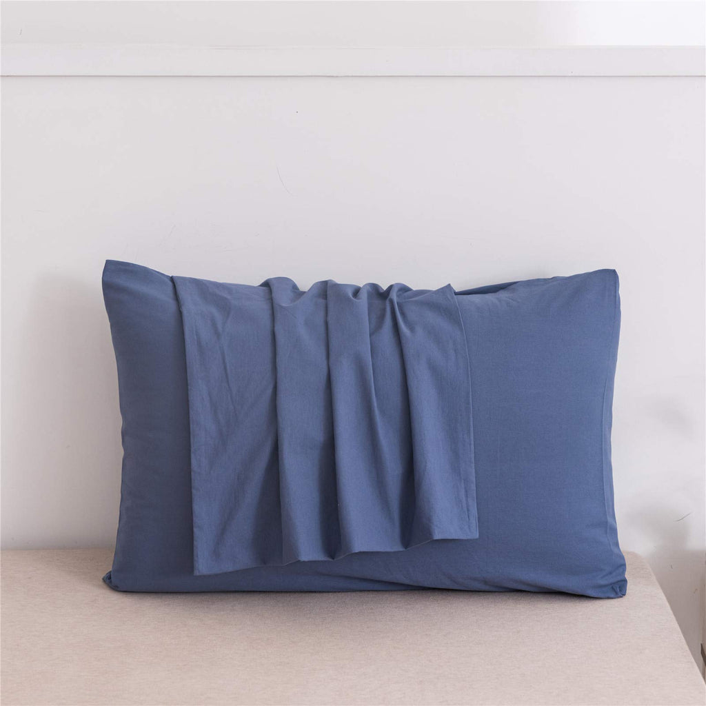 Jellymoni Pillowcases King Set Of 2 Cotton Envelope Pillow Covers Blue 20  36In Bed Pillow Cases 100% Washed Cotton Soft Breatha