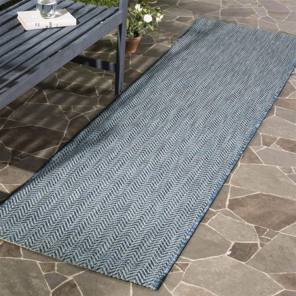 Safavieh Courtyard Collection 2'3' X 14' Navy/Grey Cy8022 Indoor/ Outdoor Patio Backyard Mudroom Runner Rug