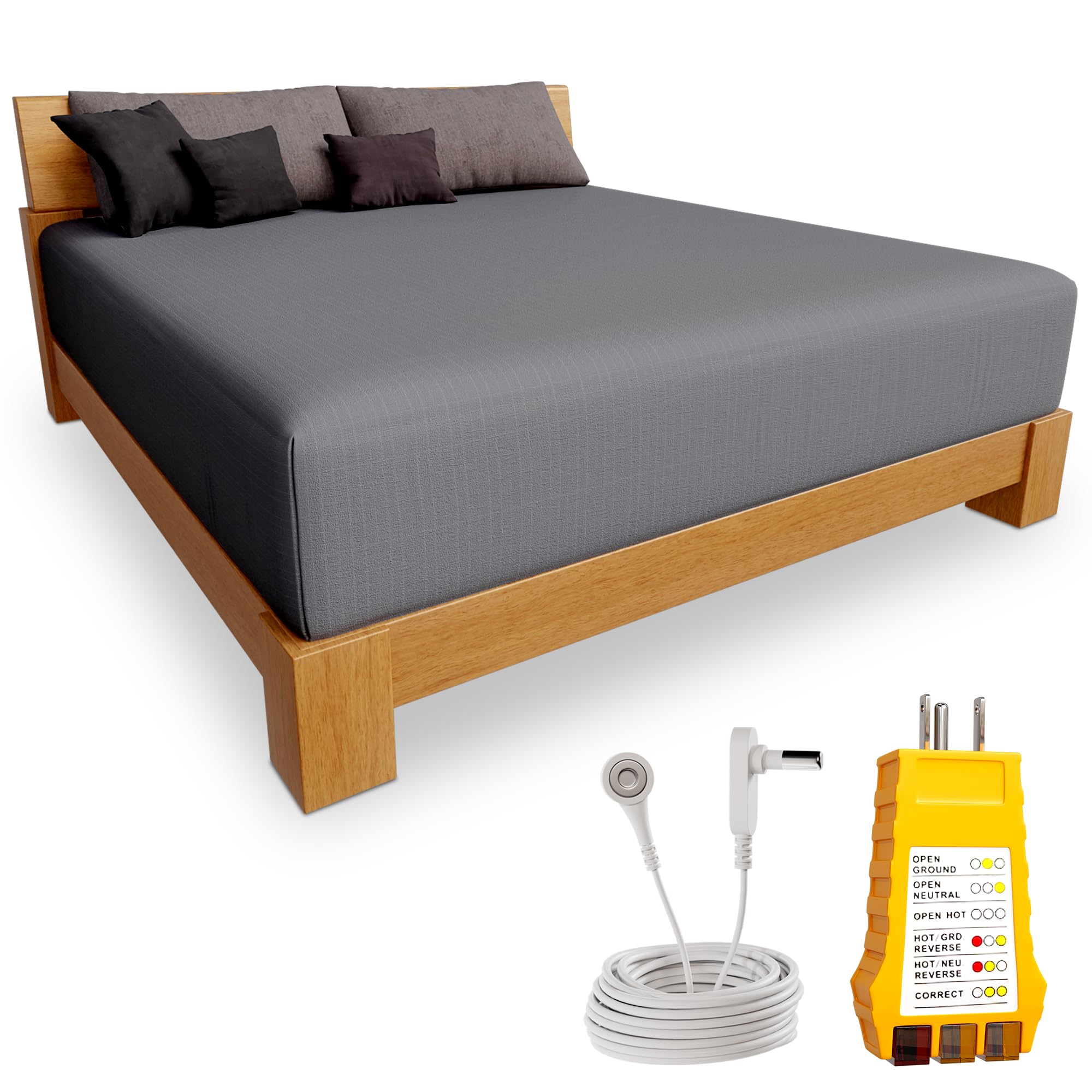 Earth Logic Grounding Co. Grounding Sheets For Earthing - Organic Cotton Grounding Bed Sheets W/ 15Ft Grounding Cord & Outlet Ch