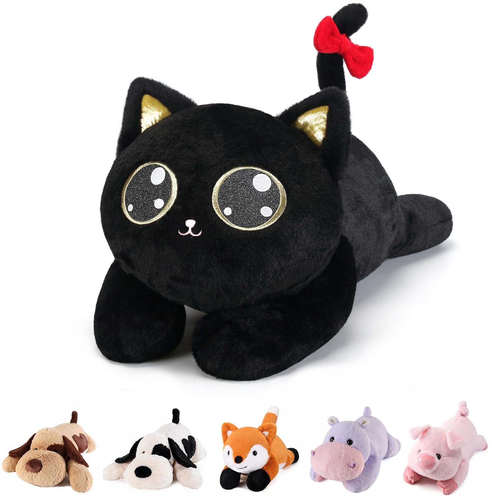 Meowtastic Black Cat Weighted Stuffed Animals - 28 Inch 5.0 Pound Weighted Plush Kitten Stuffed Animal - Large Stuffed Cat Weigh