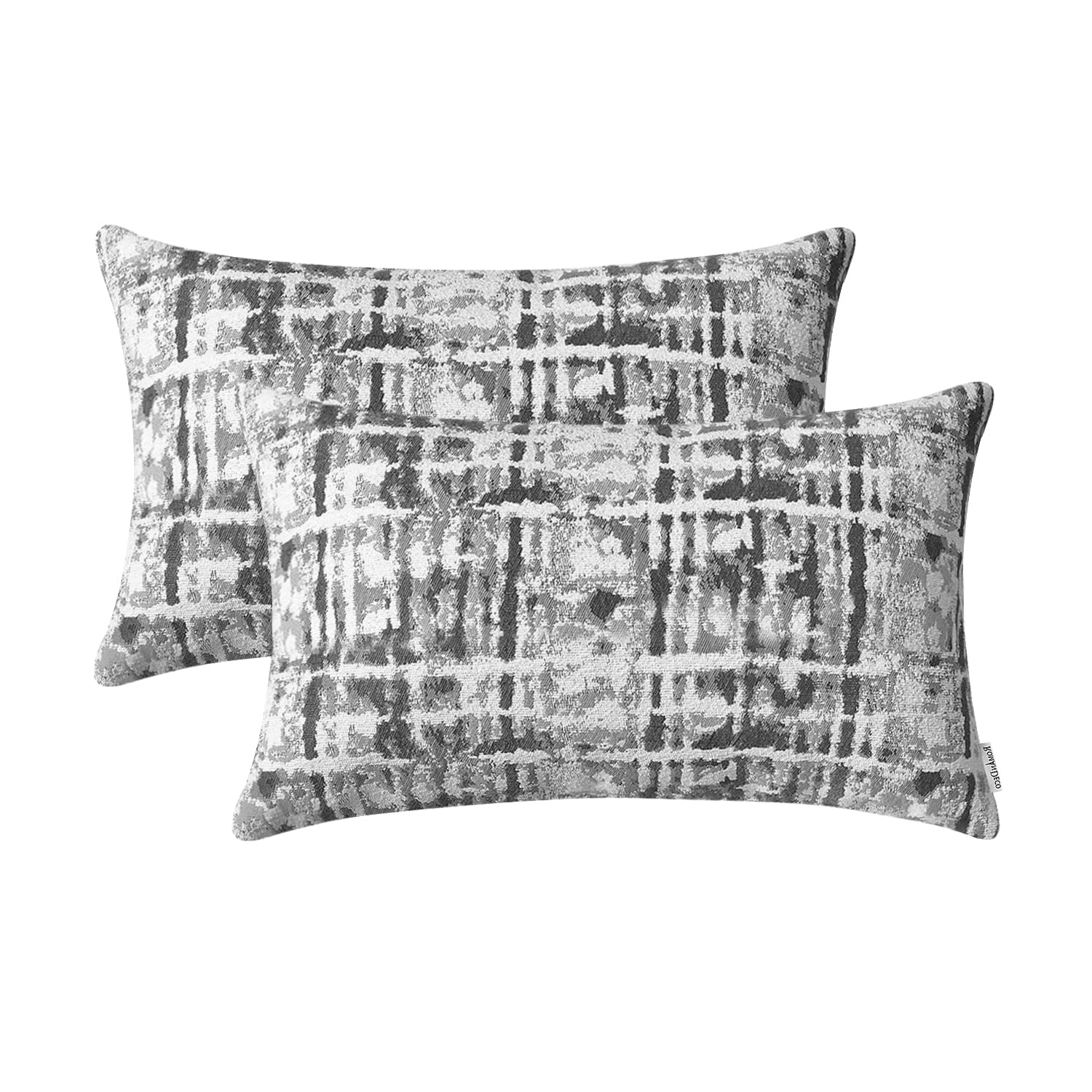 Romandeco Jacquard Decorative Throw Pillow Covers For Couch Set Of 2, 18X18 Inches, Grey