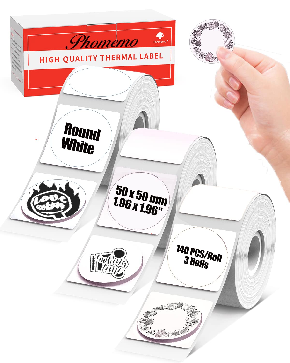 White M220 Label Circle M110 Labels-50Mmx50Mm/1.96' Round Labels For M110 M220 M221 M120 M110S Printer Labels,Thermal Label Com