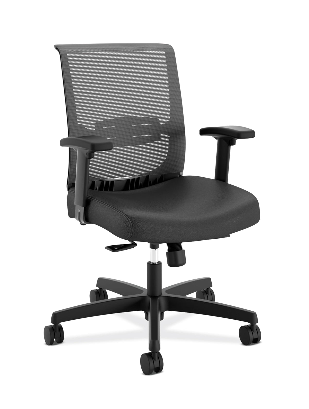 HON Convergence Ergonomic Office Chair, Breathable Back Support Mesh, Adjustable Arms, Lumbar Support, Rolling Swivel Wheels, Comfortable Synchro-Tilt Recline - Vinyl