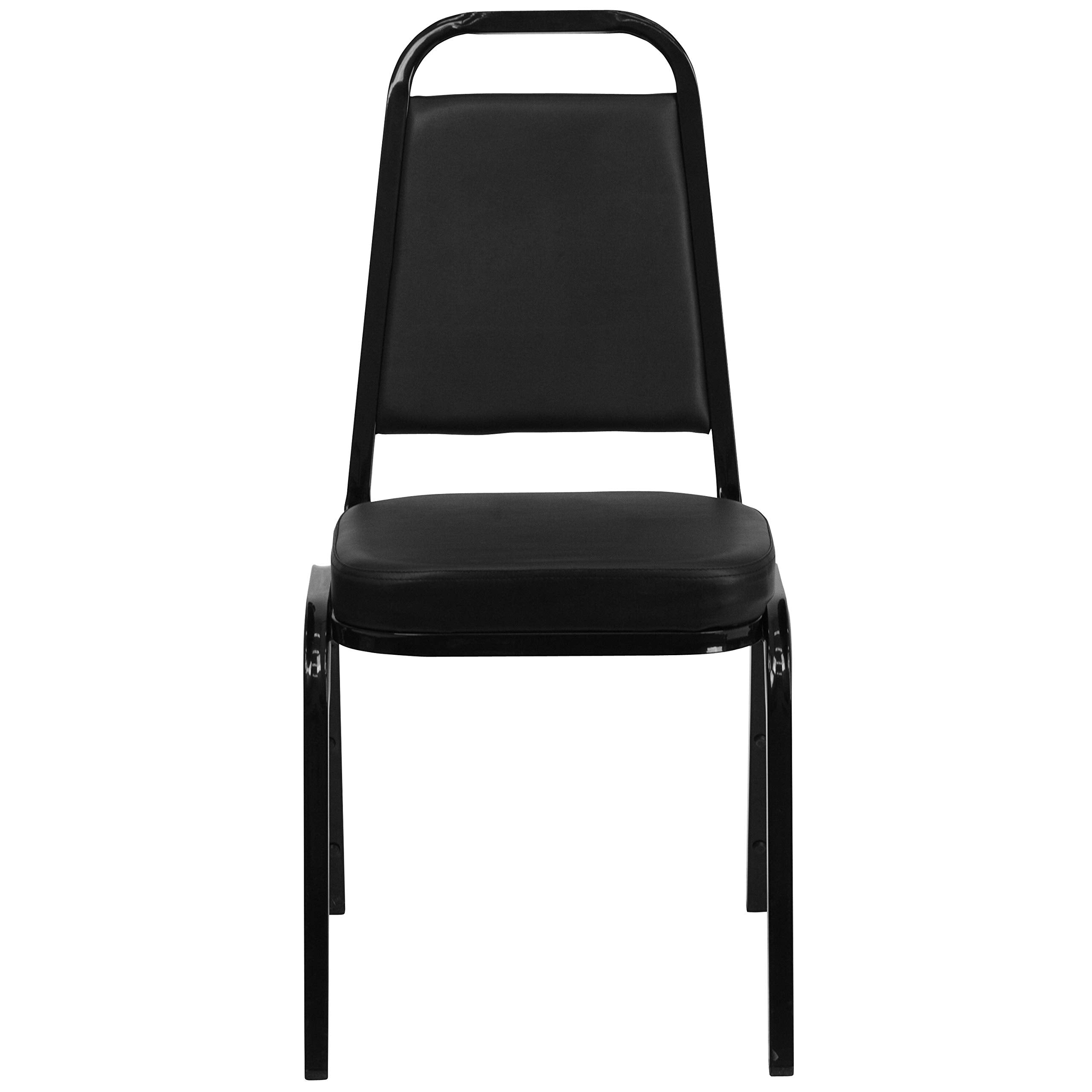 Flash Furniture Hercules Series Trapezoidal Vinyl Banquet And Event Chairs, Commercial Event Chairs With Padded Seats And Backs, Set Of 4, Black
