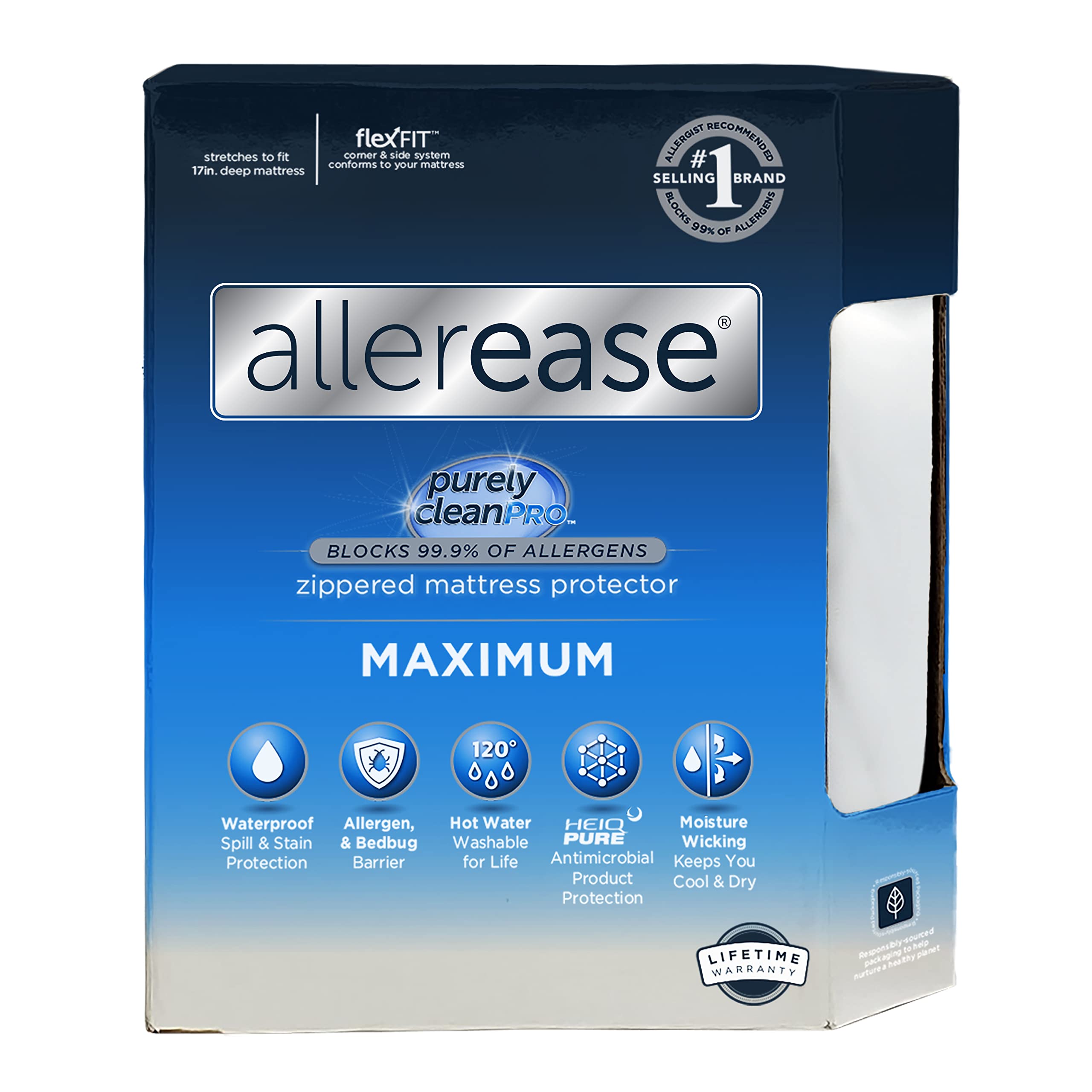 Allerease Waterproof Mattress Protector, Maximum Allergy Mattress Protector, Full Mattress Cover