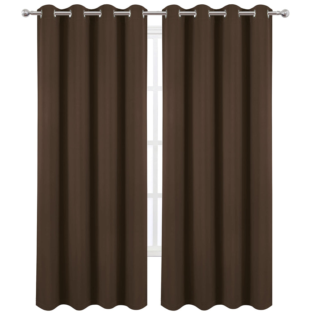 Lemomo 100% Blackout Curtains 52 X 95 Inch/Chocolate Curtains 2 Panels With Black Lining Room Darkening Thermal Insulated Bedroo