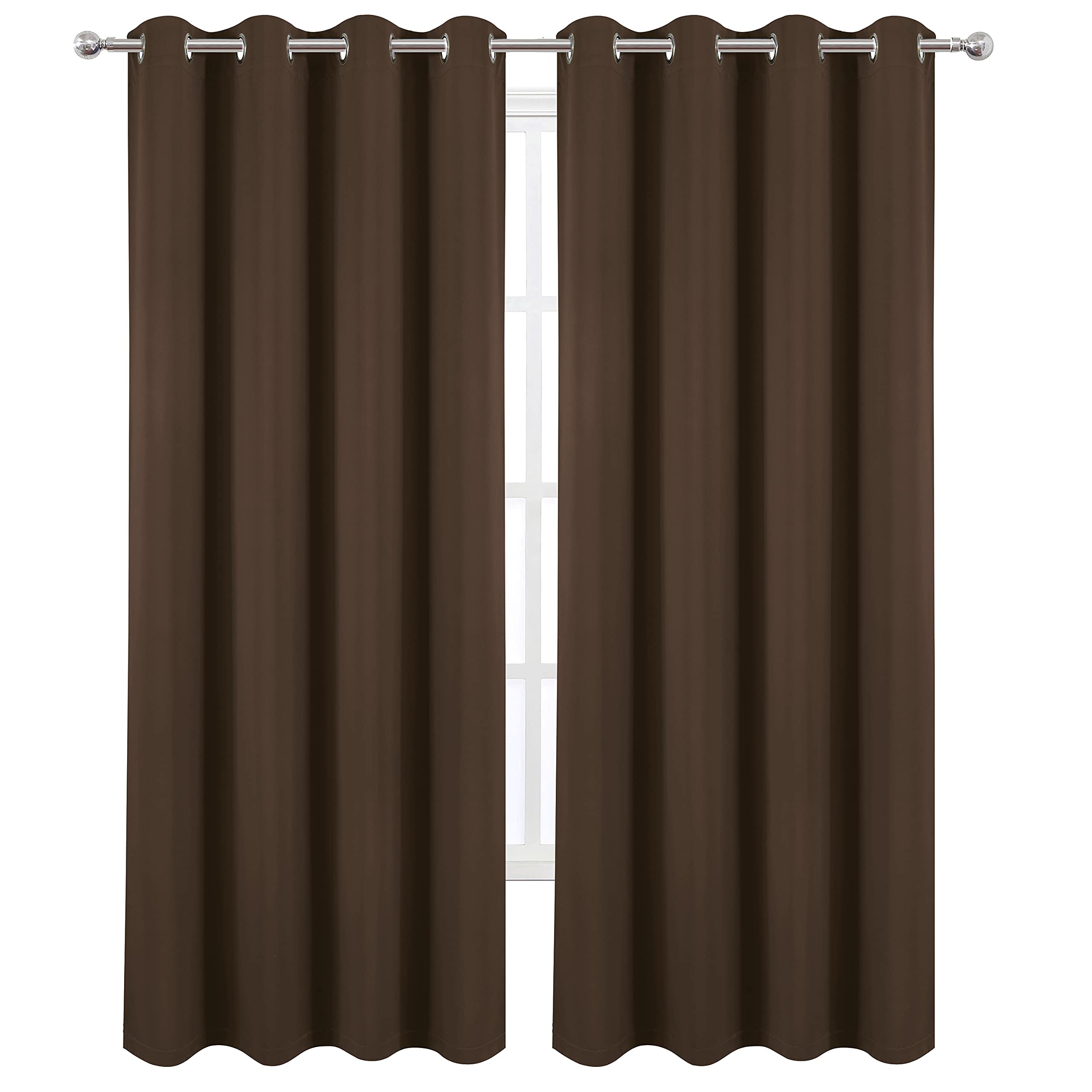 Lemomo 100% Blackout Curtains 52 X 95 Inch/Chocolate Curtains 2 Panels With Black Lining Room Darkening Thermal Insulated Bedroo