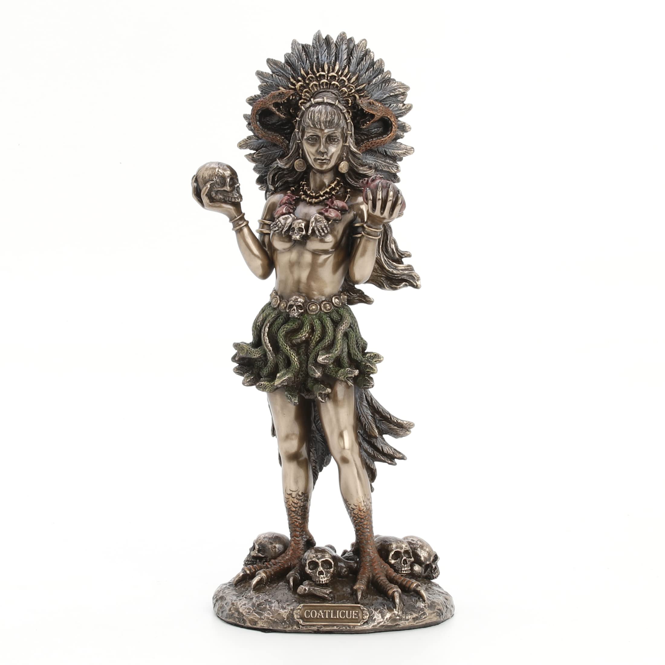 Veronese Design 9 7/8 Coatlicue Aztec Serpent Skirt Goddess of Earth Cold Cast Resin Antique Bronze Finish Statue