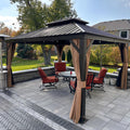 Purple Leaf 10' X 12' Hardtop Gazebo Canopy For Patio Deck Backyard Heavy Duty Outside Sunshade With Netting And Curtains Outdoor Permanent Metal Pavilion