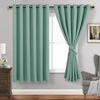 Jiuzhen Light Sage Blackout Curtains With Tiebacks Thermal Insulated, Light Blocking And Noise Reducing Grommet Curtains For And Living Room, Set Of 2 Window Curtain Panels, 70 X 63 Inch Length