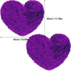 Mudder 2 Pieces Heart Shaped Rug Faux Room Fluffy Carpet Heart Shaped Door Mat For Room Bedroom, 12 X 16 Inch(Purple)