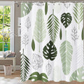 YiarTaan Shower Curtain,Green Leaf Shower Curtains for Bathroom,Green Palm Leaf Abstract Plant Botanical Shower Curtain Set,Wate