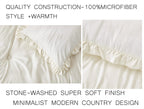 Chezmoi Collection Nora 3-Piece Ruffled Edge Trim Soft Washed Microfiber Comforter Set (Oversized Queen, Ivory)