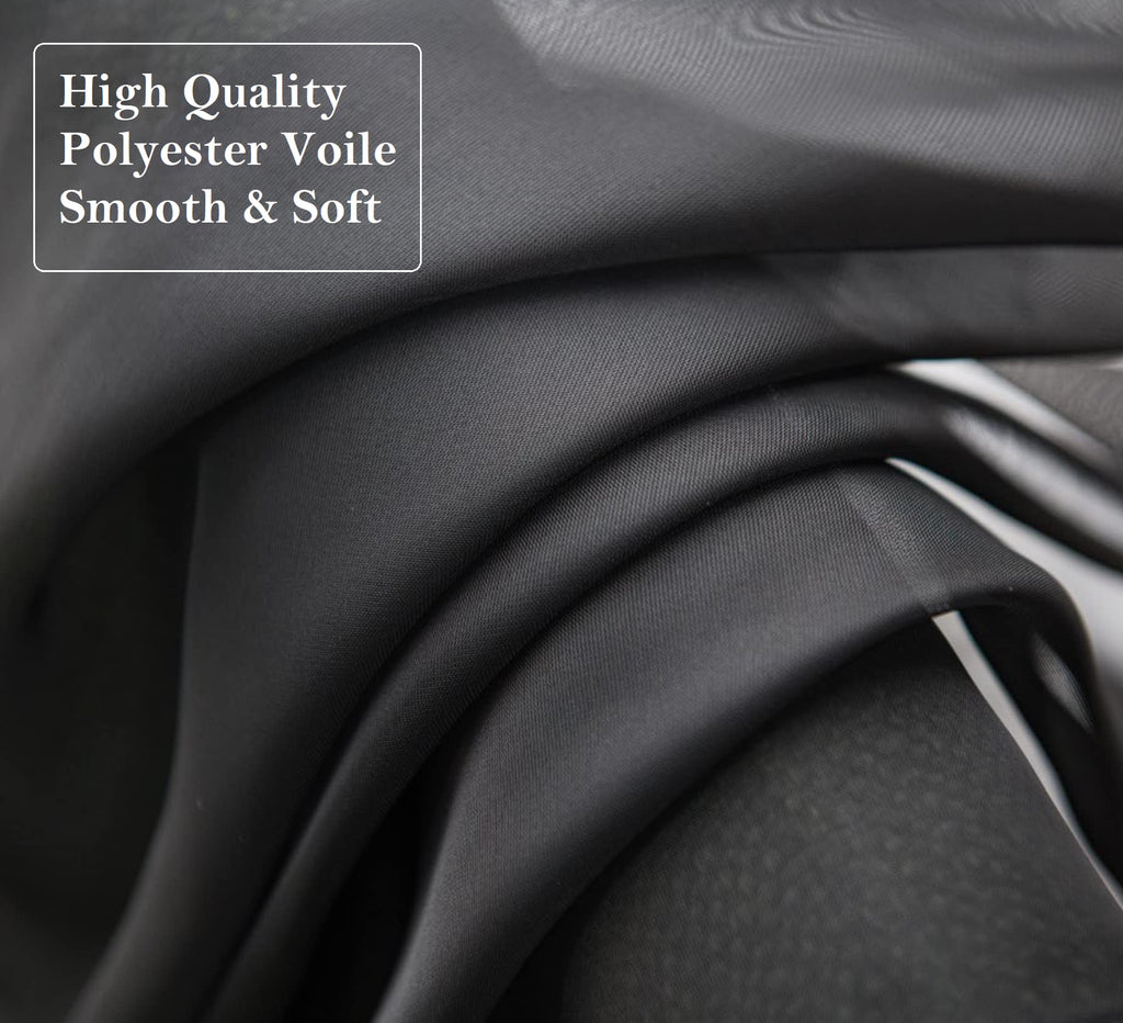 Pi Black Sheer Curtains 63 Inches Long With Grommet,Voile Textured Short Window Sheer Curtain For Bars/Caf 2 Panels (W42Xl63, Black)