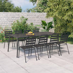 vidaXL 11-Piece Anthracite Steel Patio Dining Set - Modern Outdoor Furniture with Stackable Chairs and Spacious Table for Garden, Balcony and Porch
