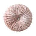 Hlovme Round Velvet Pillow For Couch Small Handmade Decorative Throw Pillow For Bed Bedroom 13.7    Light Brown