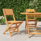 vidaXL Folding Patio Chairs in Solid Teak Wood - 2-Piece Outdoor Lounge Seating Set with Backrest Support for Garden, Deck, and Patio - 18.5"x24"x35.4"
