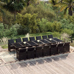 vidaXL Patio Dining Set 15 Piece with Cushions Garden Outdoor Terrace Balcony Dining Dinner Dinette Table and Chair Furniture Poly Rattan Black