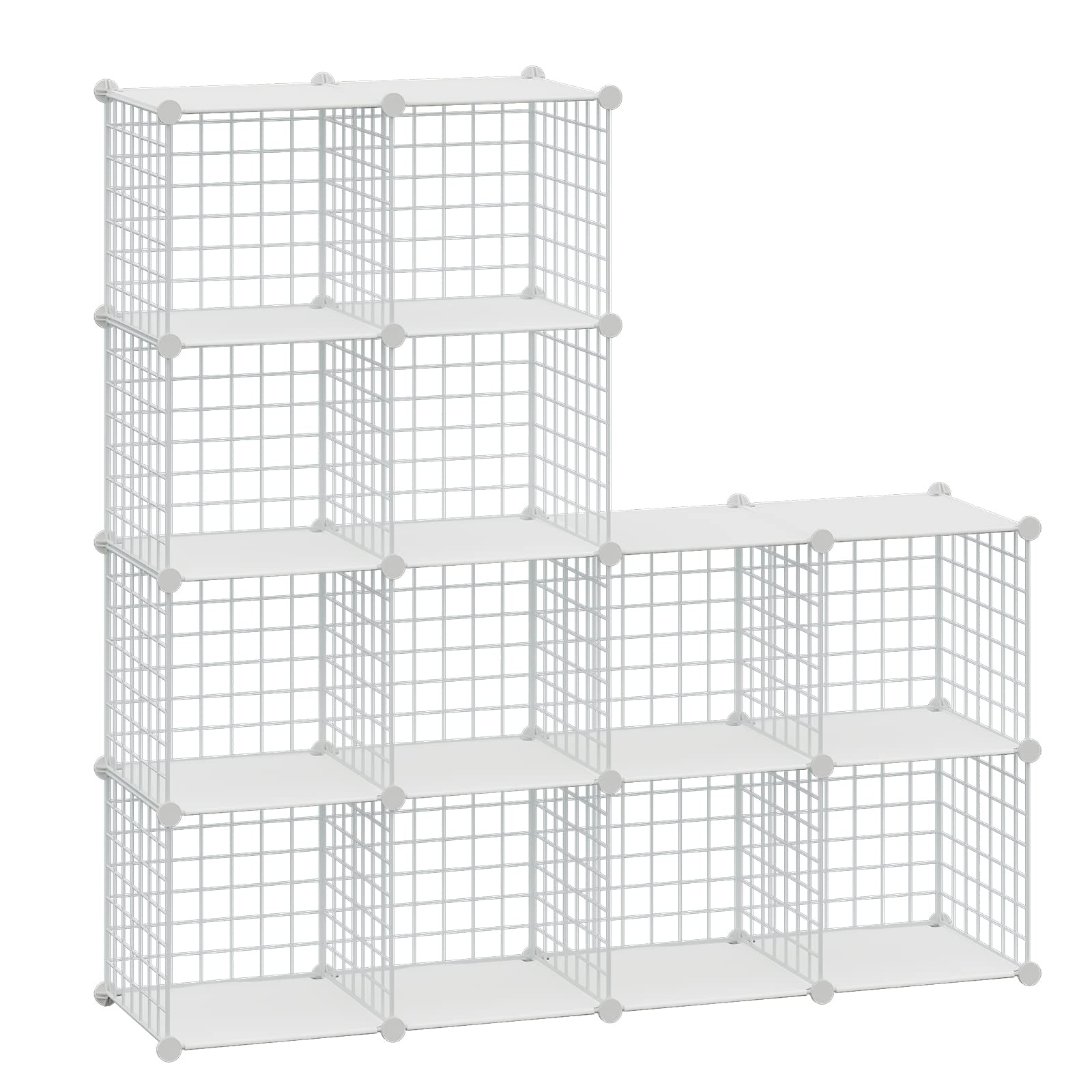 Hubson Wire Cube Storage Organizer, 12-Cube Metal Grids Storage Shelf, Closet Cabinet, Diy Plastic Cube Bookcase Modular Closet