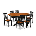East West Furniture AVAT7-BLK-W 7 Piece Modern Dining Table Set Consist of an Oval Wooden Table with Butterfly Leaf and 6 Dining Room Chairs, 42x60 Inch, Black & Cherry