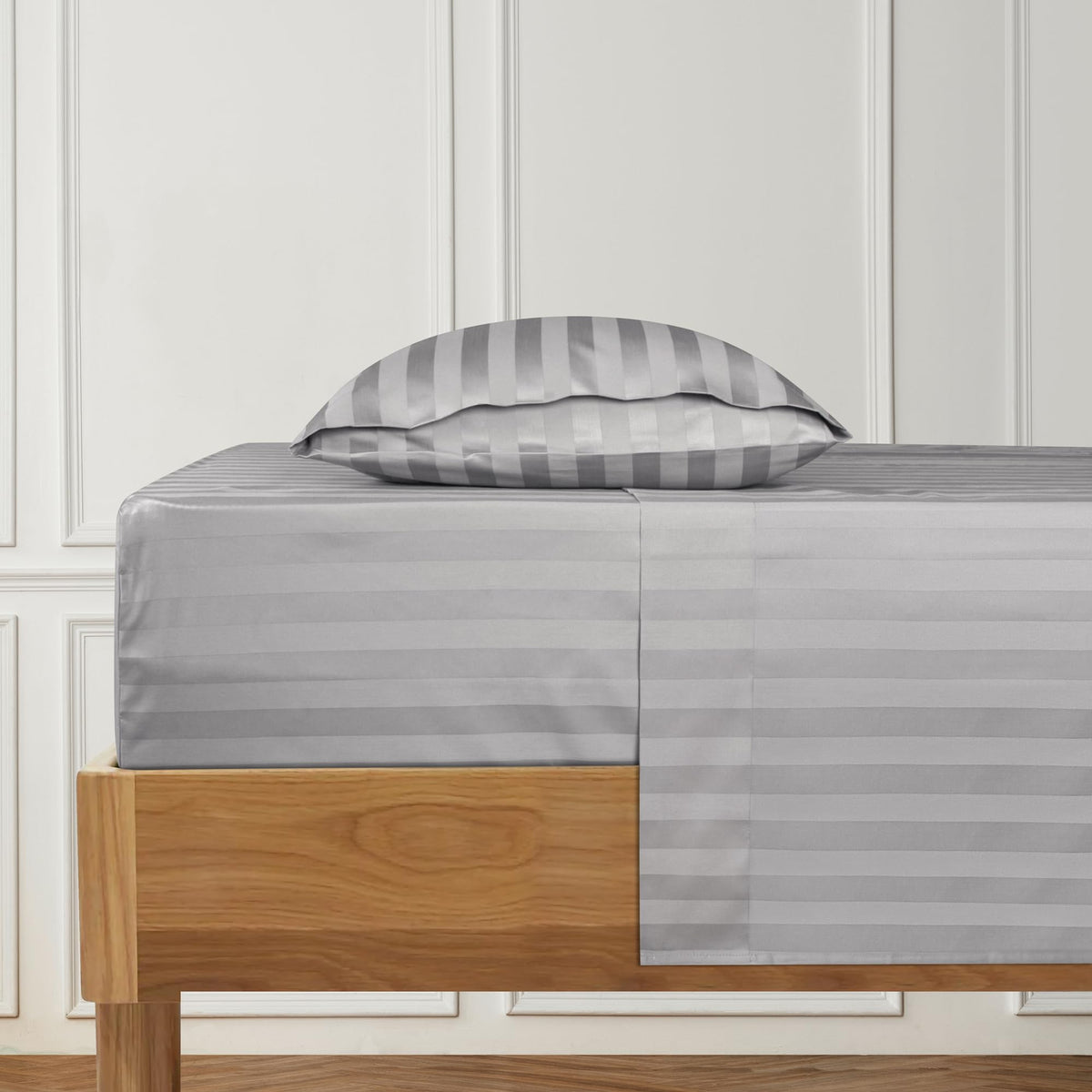 Urbanhut 800 Thread Count Egyptian Cotton Twin Size Damask Striped Sheets Set (4 Pc) - Ultra Soft & Smooth, Thick & Crisp Sateen