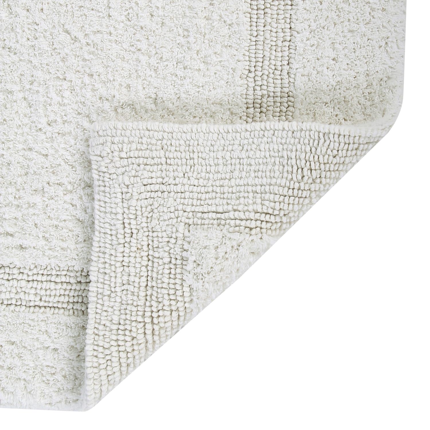 Better Trends 100% Cotton Lux Collection Bath Mats, Ivory Bath Mat - Tufted, Reversible & Absorbent & Machine Washable Bath Mats