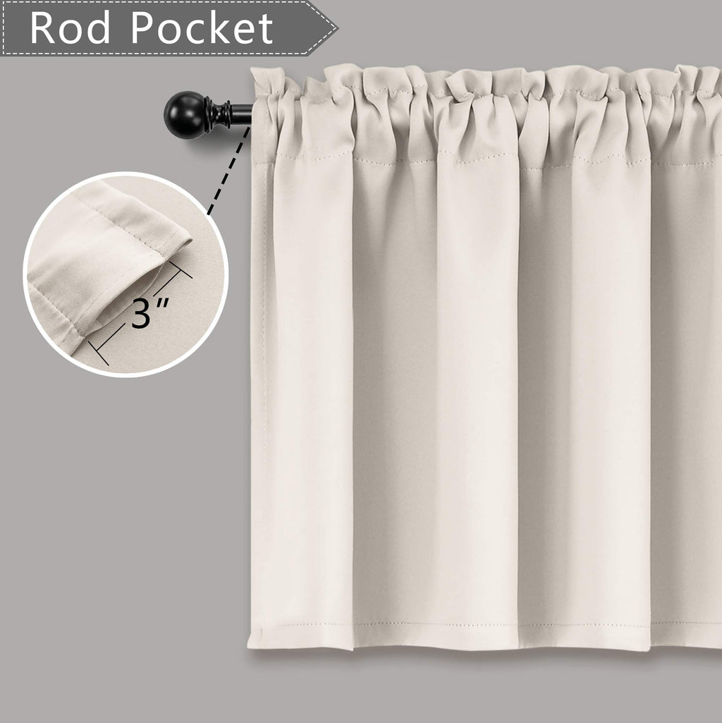 Mrs.Naturall Cream White Window Valances For Living Room 2 Pack Rod Pocket Light Blocking Thermal Insulated Blackout Boho Farmho