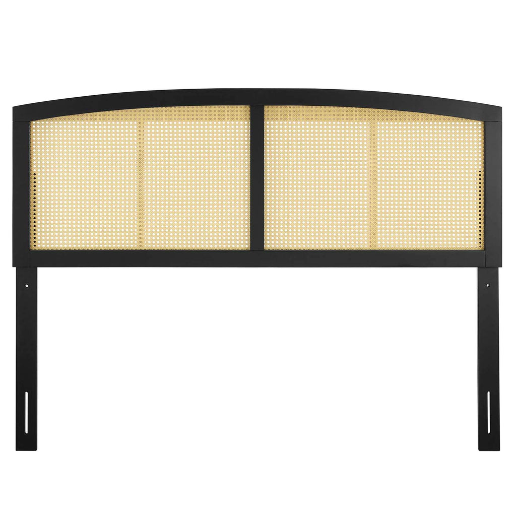 Modway Halcyon Cane Woven Rattan Full Headboard In Black