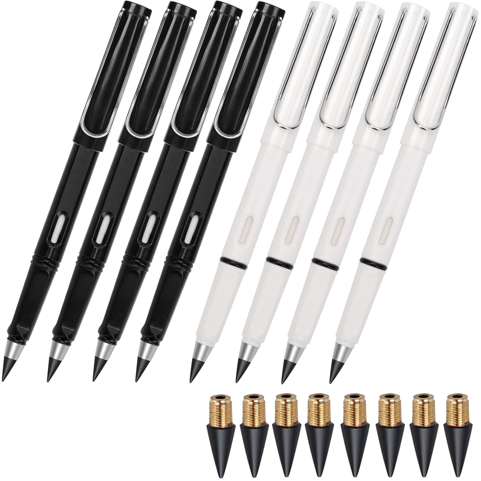 Bfangz Everlasting Pencils,Inkless Pencil Set(8Pcs Everlasting Pencils With Eraser+8 Pcs Replaceable Nibs)