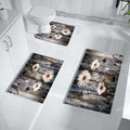MUGINYU Rustic Farmhouse Bathroom Mats Sets 3 Piece, Grey Daisy Floral Butterfly Bath Mat American Country Farm Thin Rubber Diat