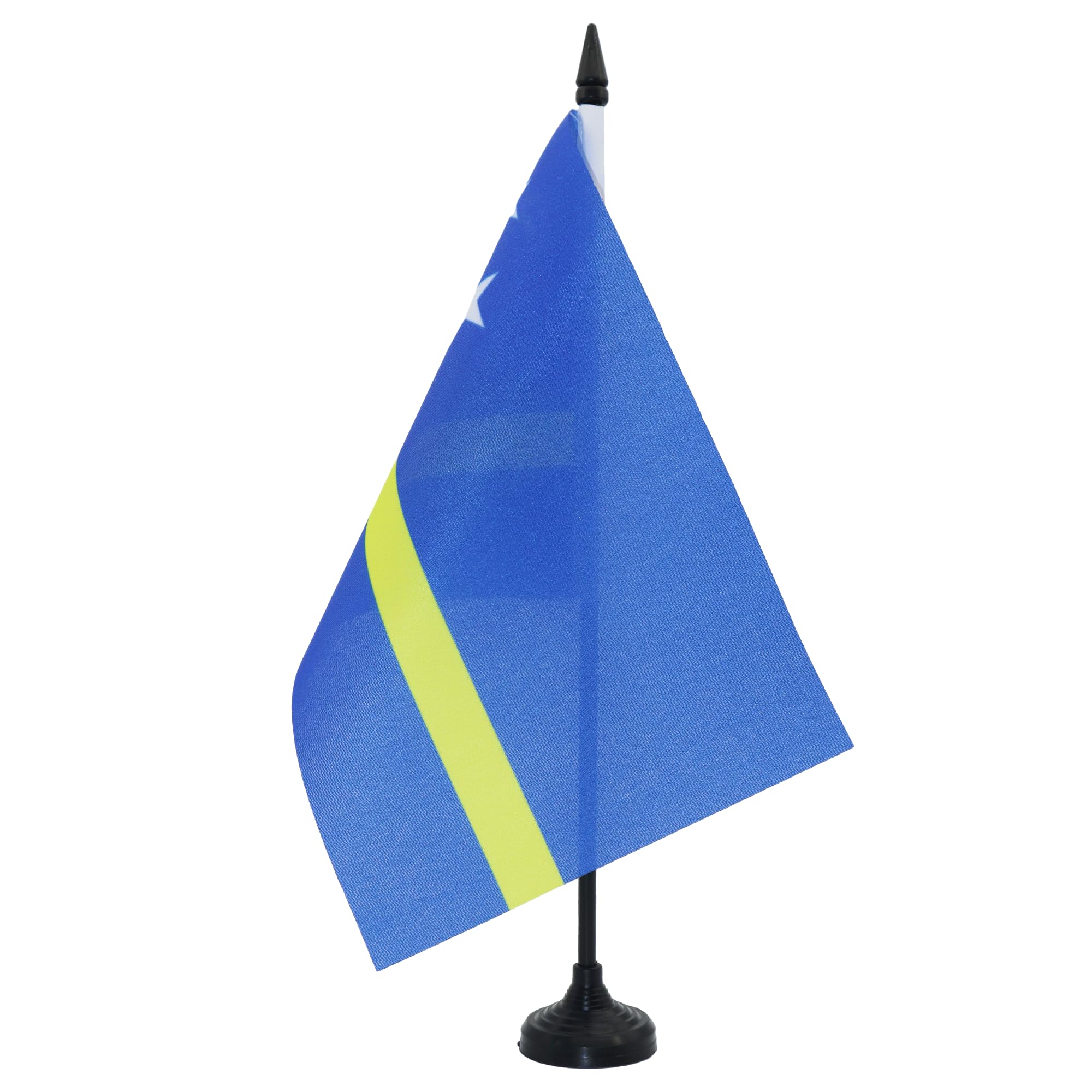 Curaao Table Flag 5' X 8' - Curaaoan Desk Flag 21 X 14 Cm - Black Plastic Stick And Base - Az Flag