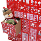 Juegoal Red Advent Calendar With 24 Drawers Countdown To Christmas, Refillable Wooden Advent, 15 Inches Tall