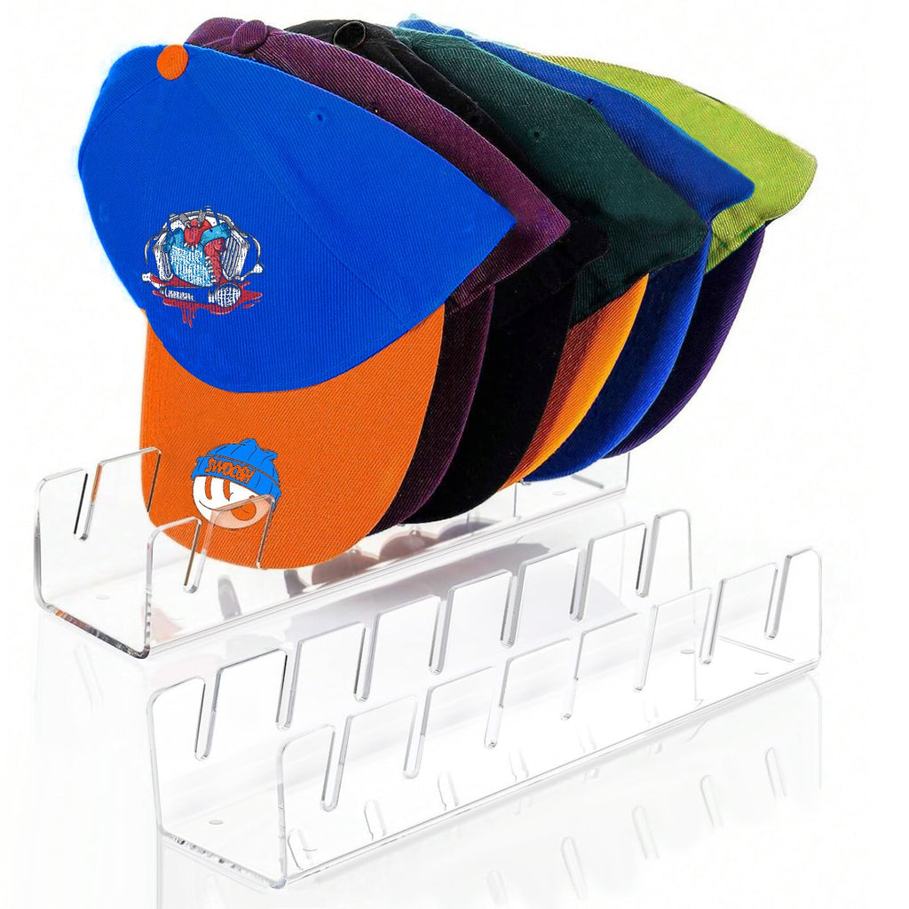 2PCS Hat Stand for Baseball Caps, No Install Acrylic Hat Organizer for 14 Baseball Caps, Hat Racks for Baseball Caps Display Hat