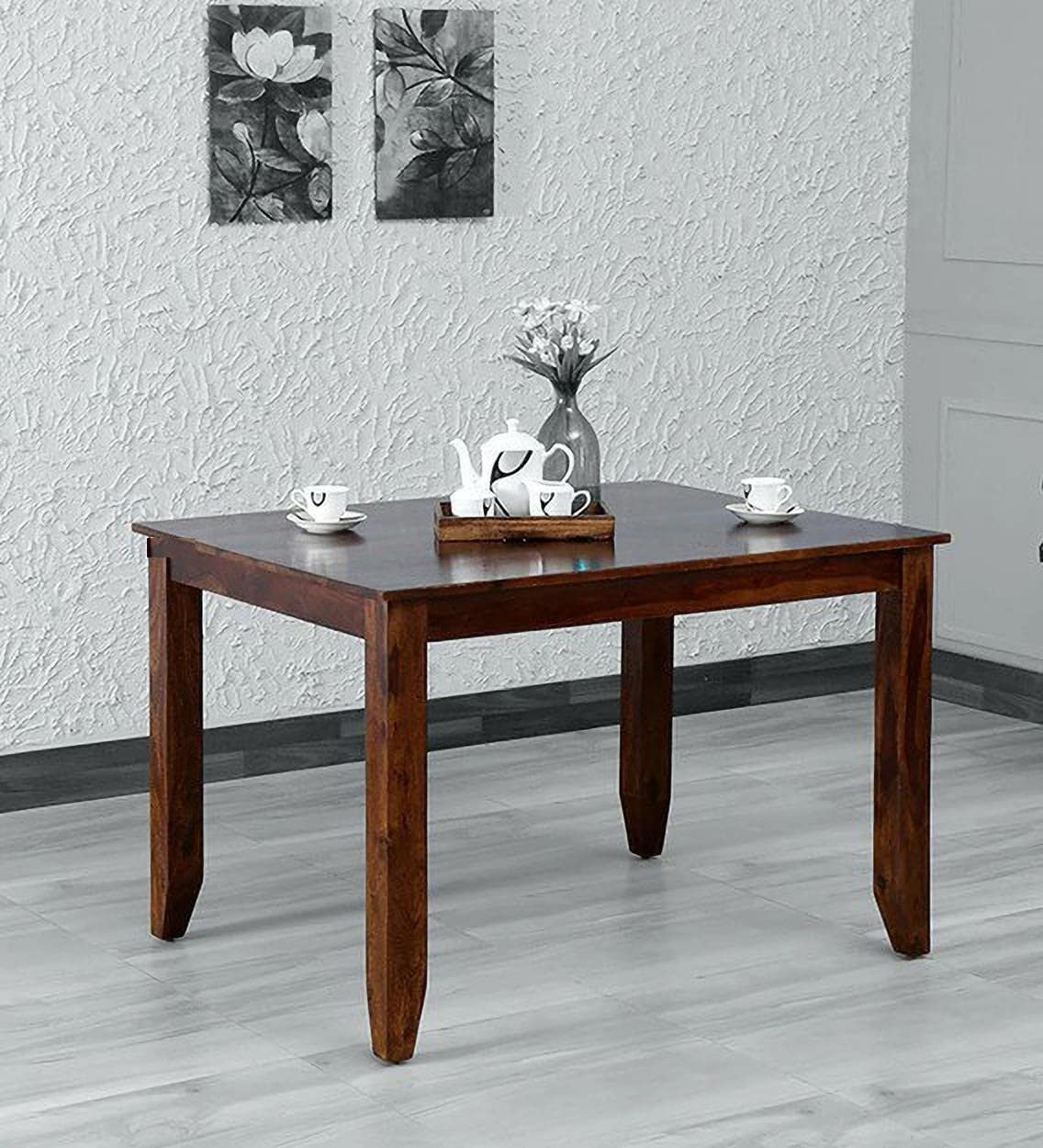 Divine Wood Art Sheesham Wood 4 Seater Dining Table Only For Dining Room | Wooden Dining Table Only Without Chairs For Home & Ki