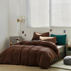 Karever Brown Comforter Set King Coffee Color Bedding Set 3 Pieces Solid Chestnut Brown Color All Season Blanket Set Women Coffe